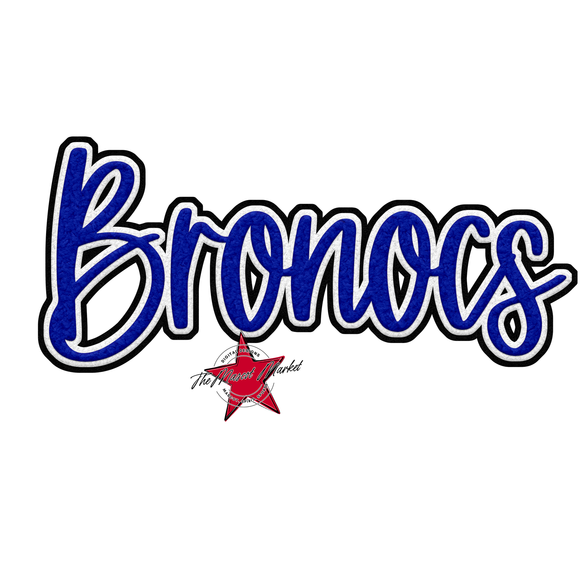 Broncos Faux Chenille Patch-Royal Blue