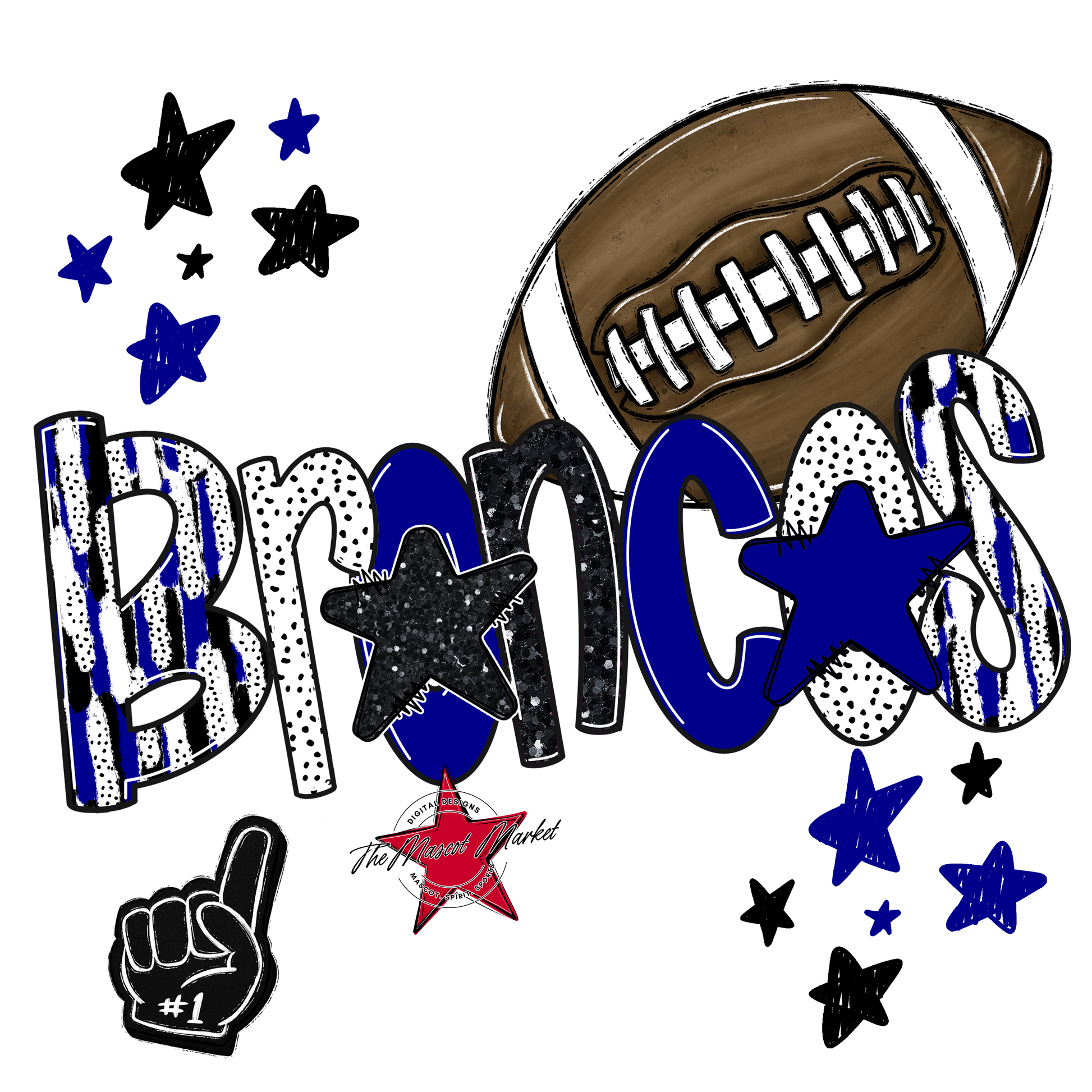 Broncos Football Scrape-Blue