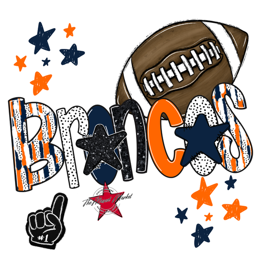 Broncos Football Scrape-Navy-Orange