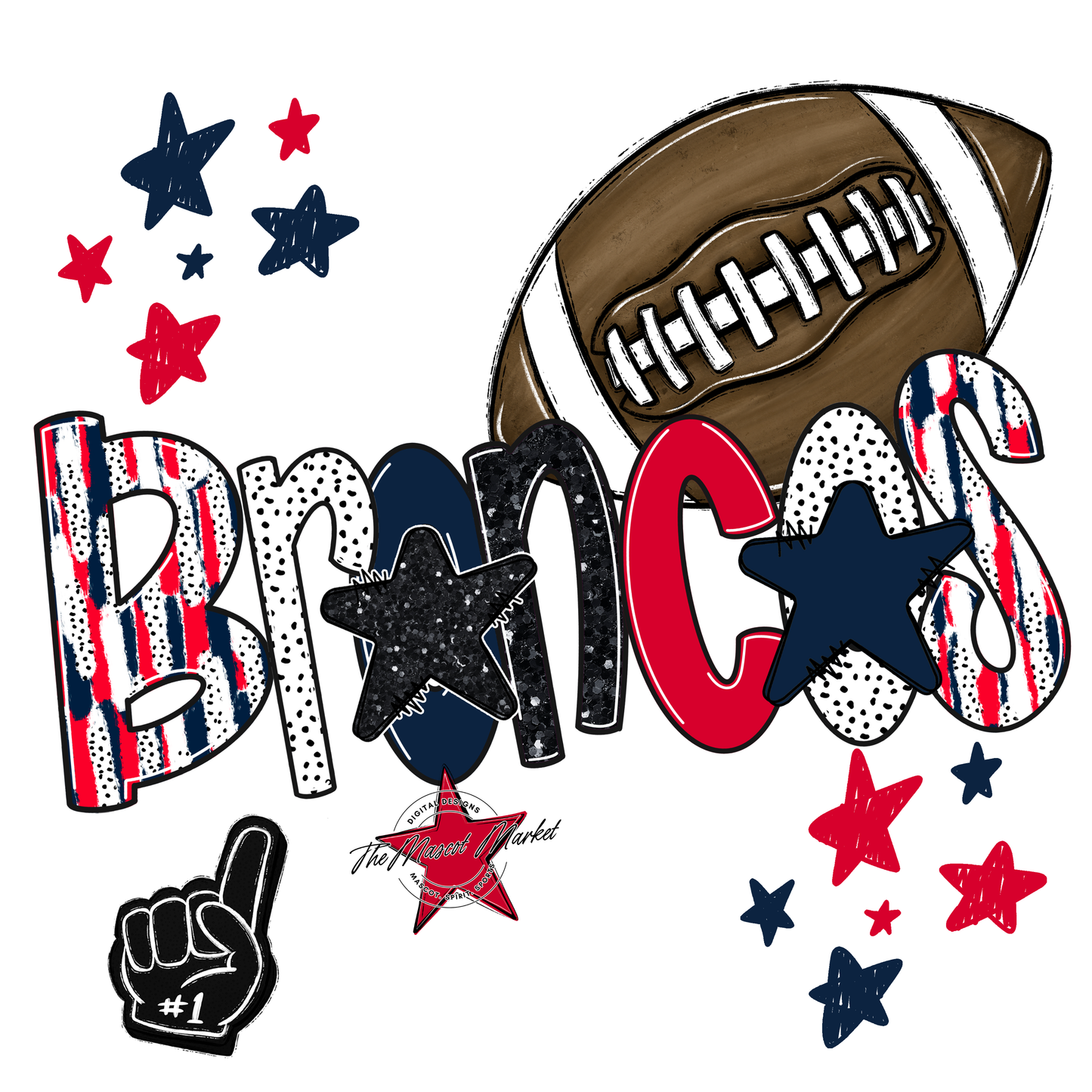 Broncos Football Scrape-Navy-Red