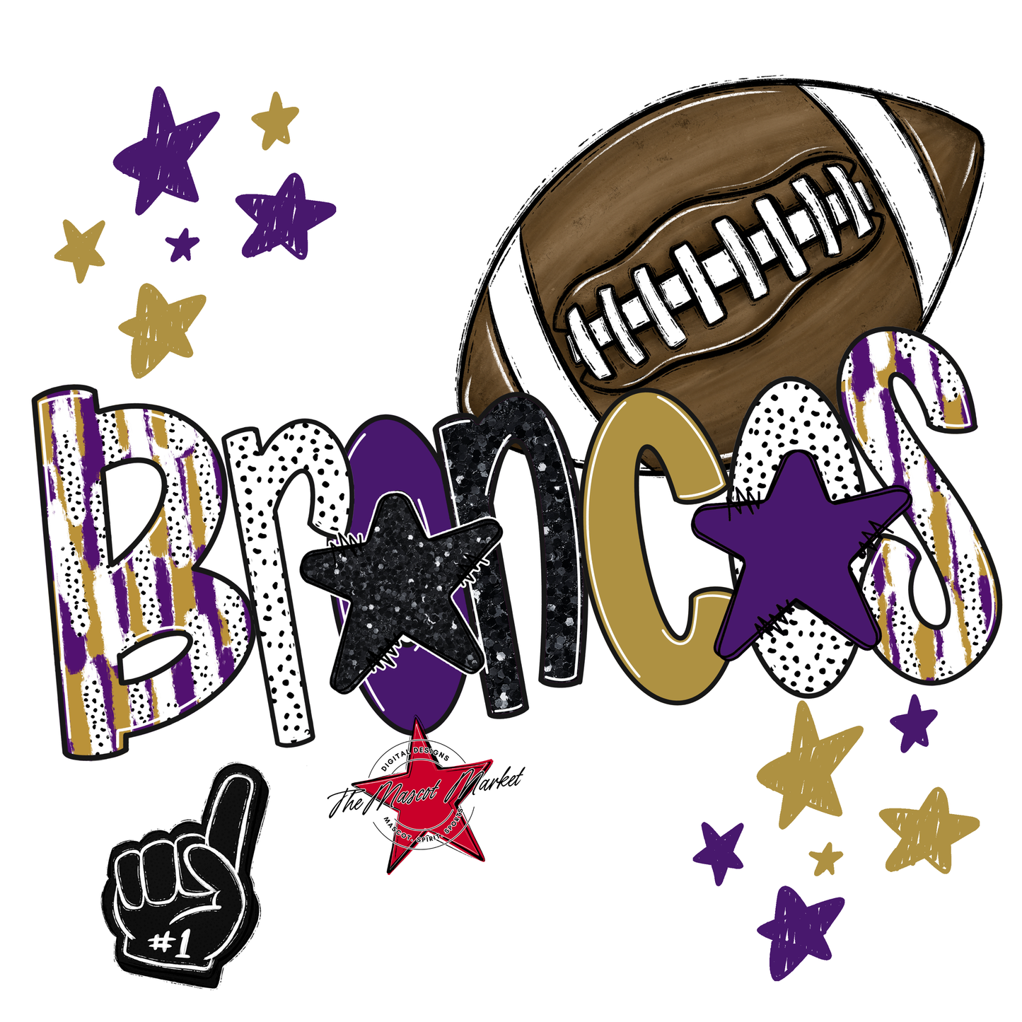 Broncos Football Scrape-Purple-Gold