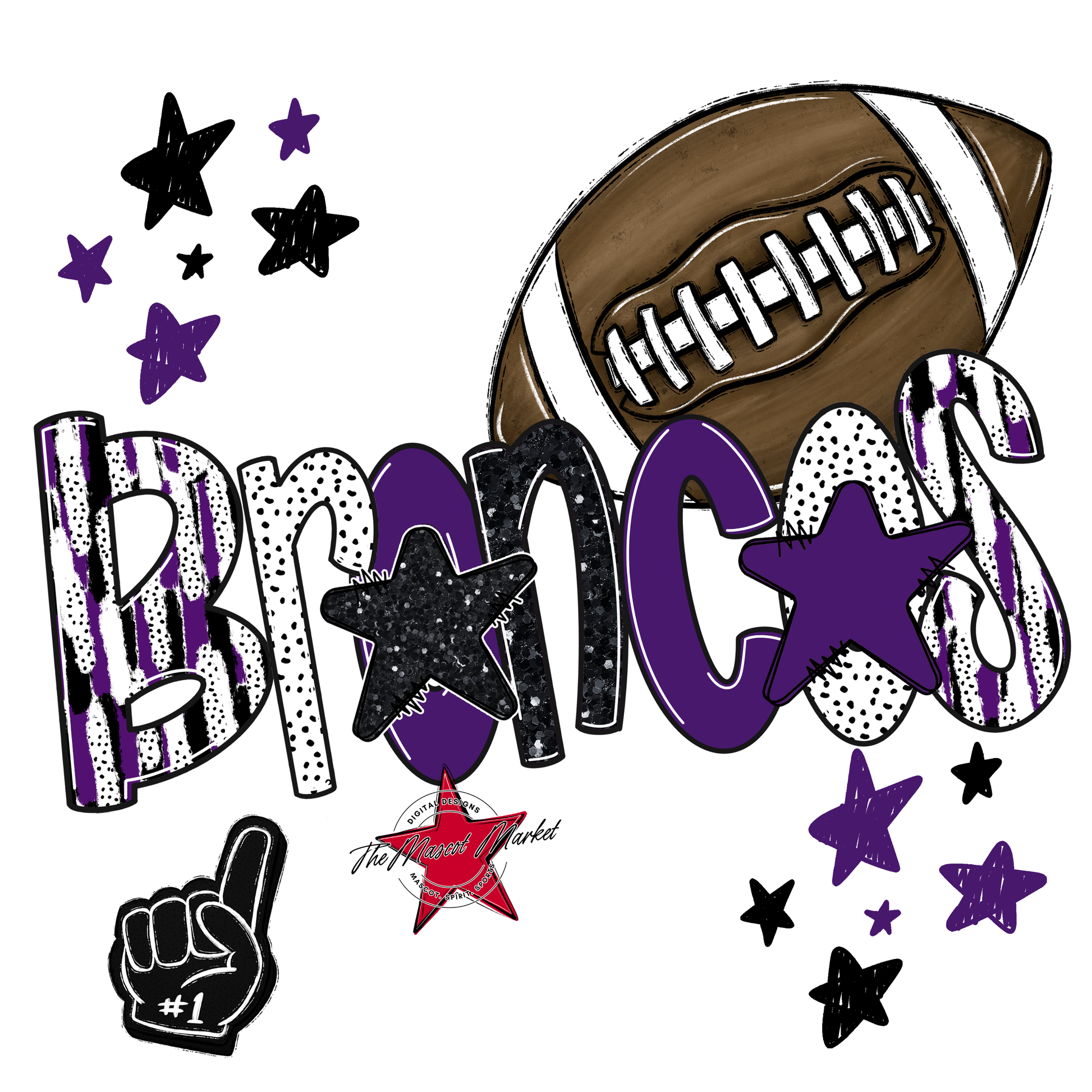 Broncos Football Scrape-Purple