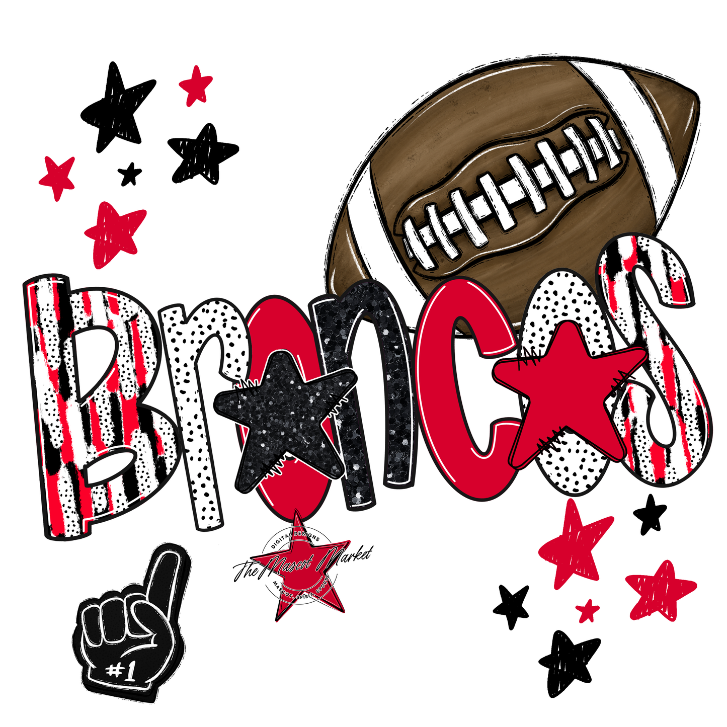 Broncos Football Scrape-Red