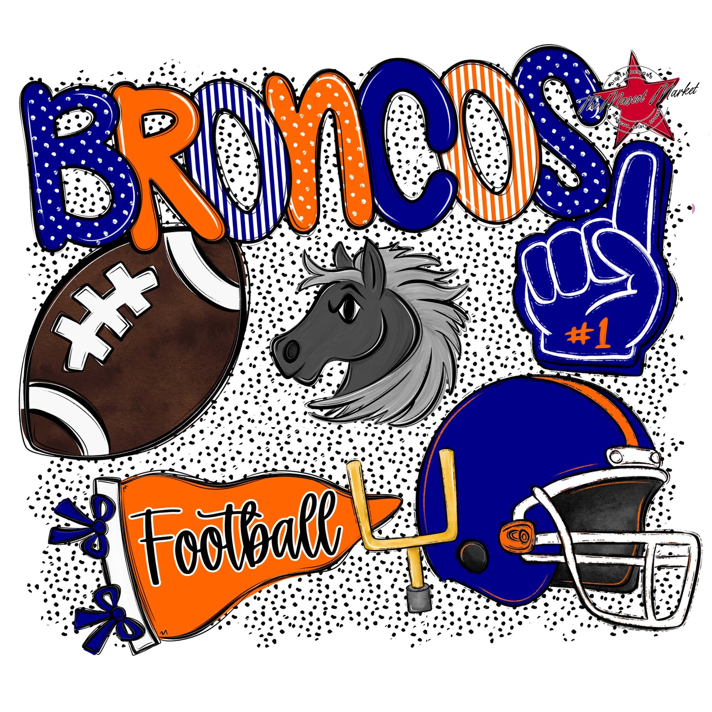 Broncos Football Spirit-Blue & Orange