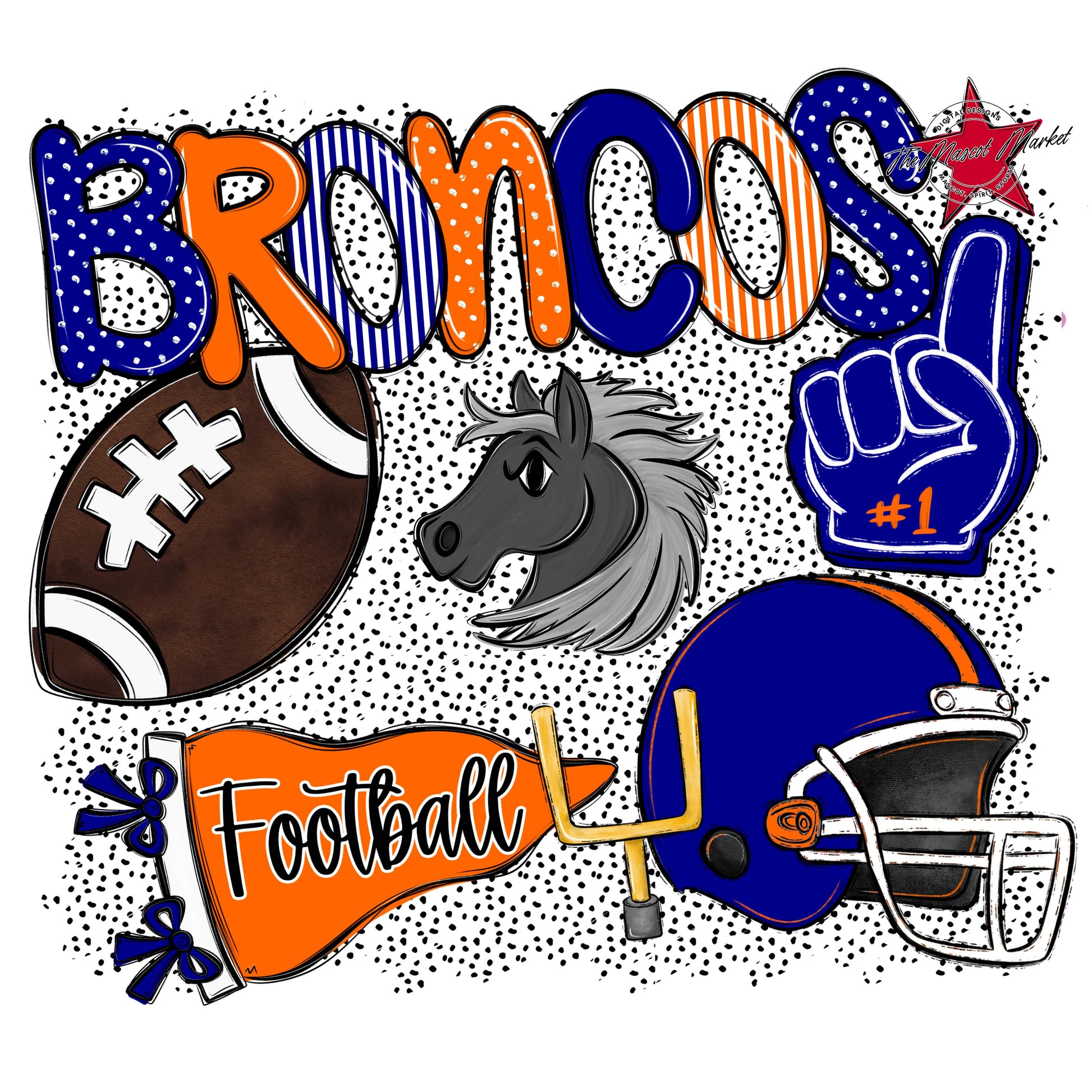 Broncos Football Spirit-Blue & Orange