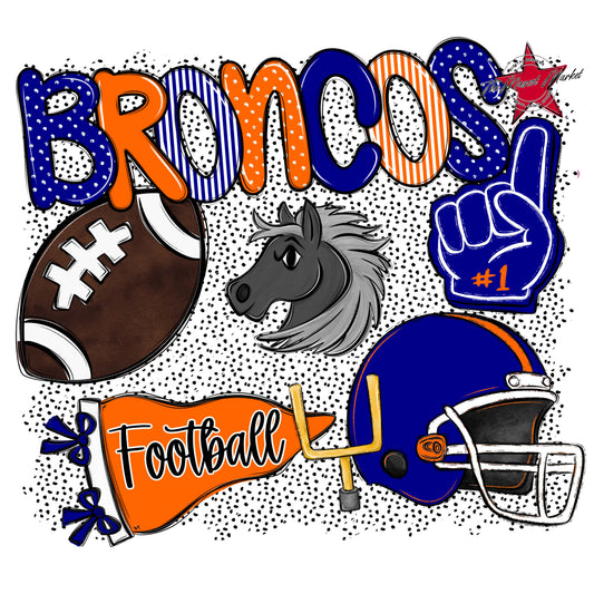 Broncos Football Spirit-Blue & Orange