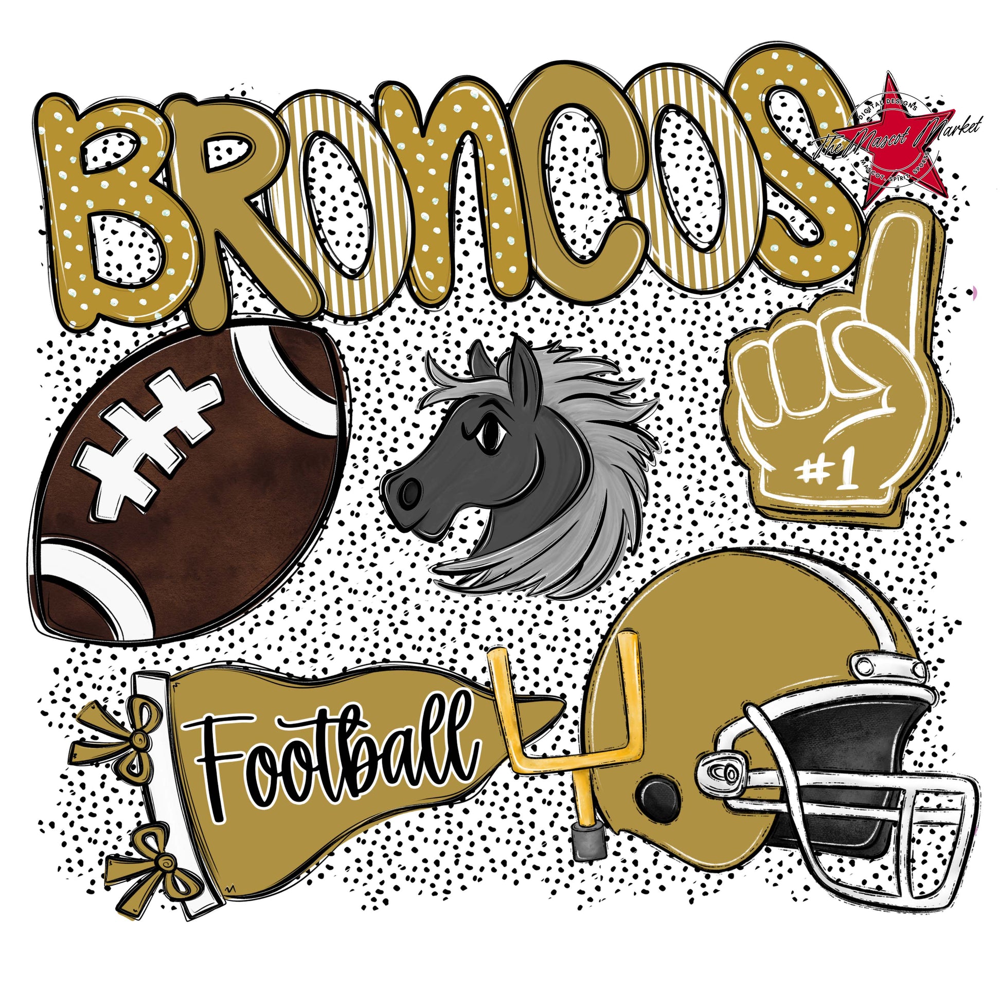 Broncos Football Spirit-Gold