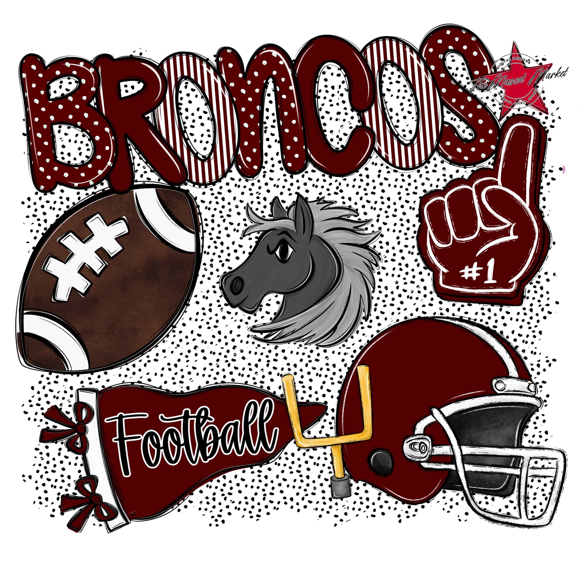 Broncos Football Spirit-Maroon