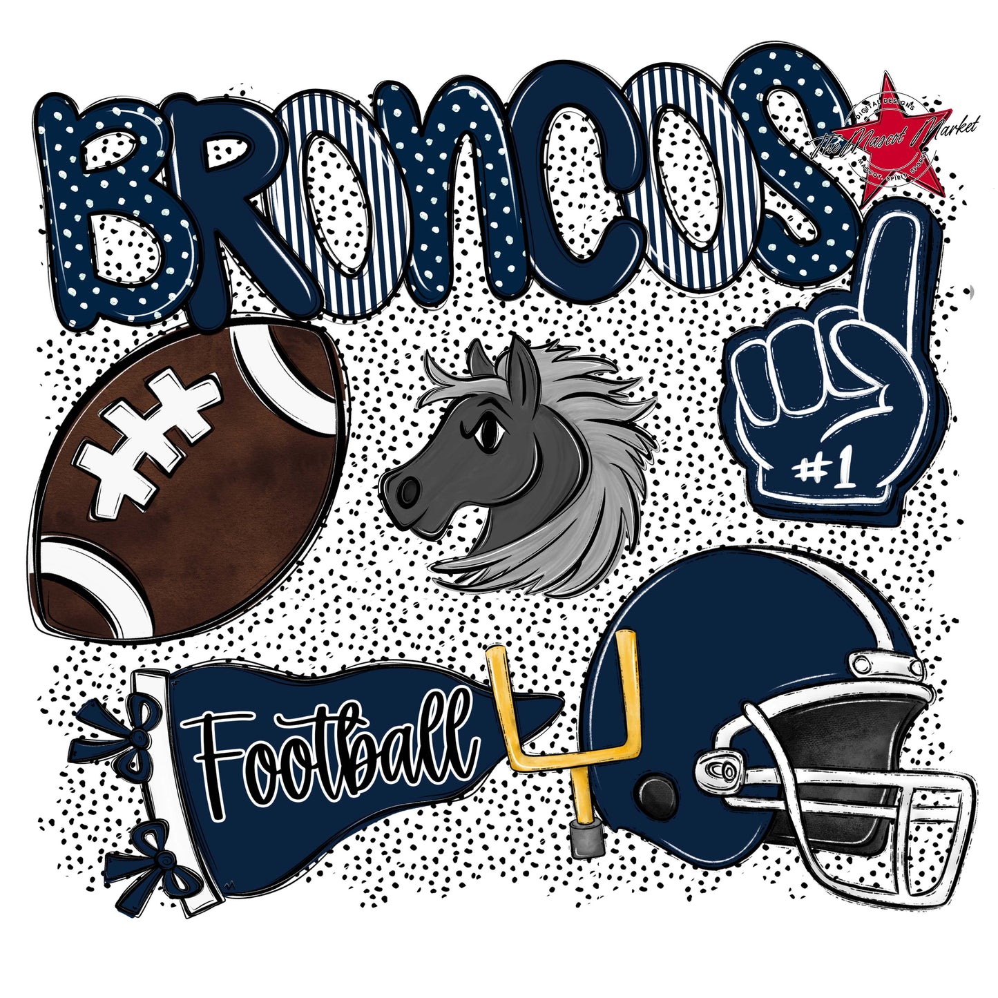 Broncos Football Spirit-Navy