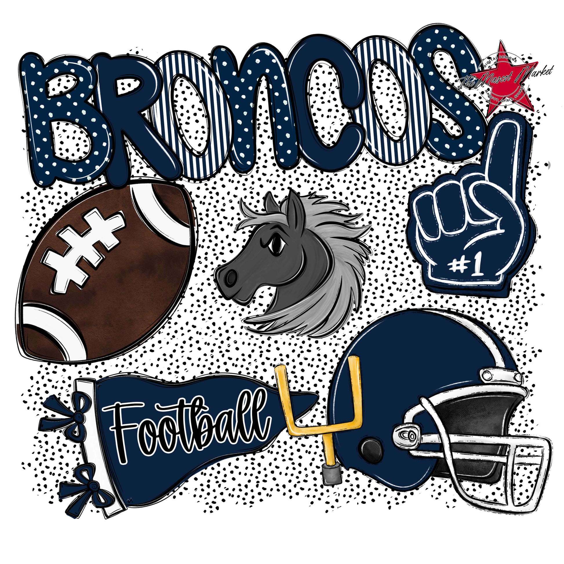 Broncos Football Spirit-Navy