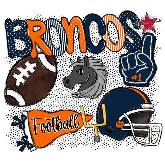 Broncos Football Spirit-Navy & Orange