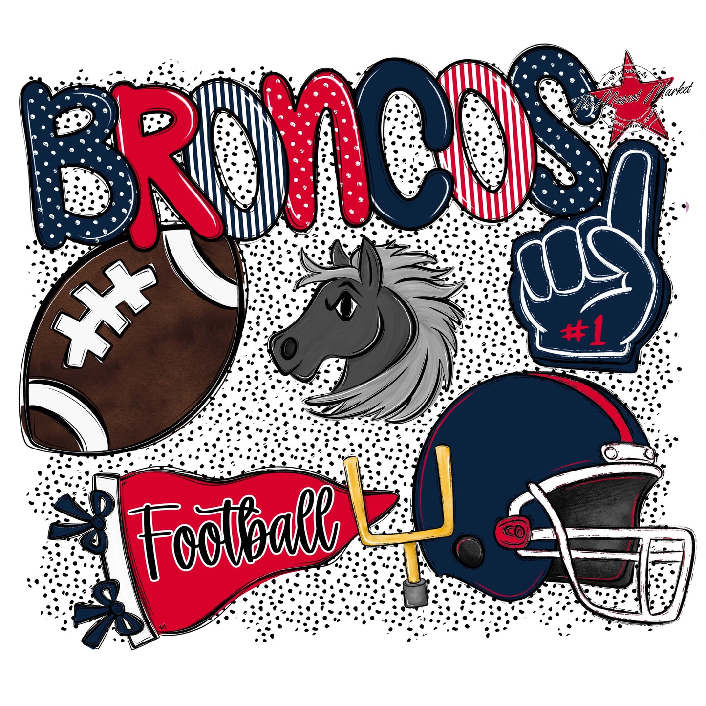 Broncos Football Spirit-Navy & Red