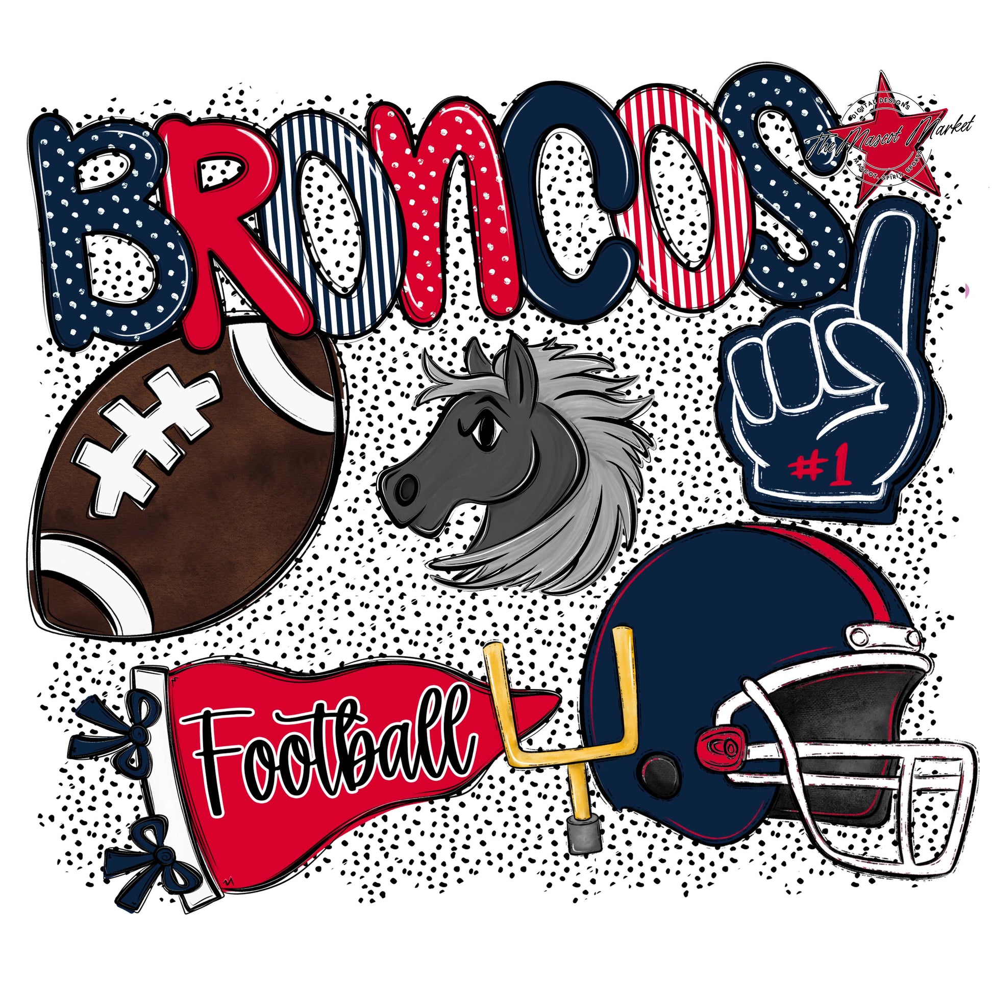 Broncos Football Spirit-Navy & Red