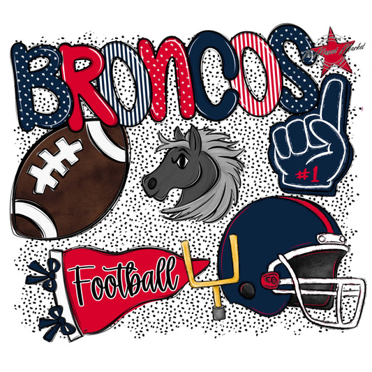 Broncos Football Spirit-Navy & Red