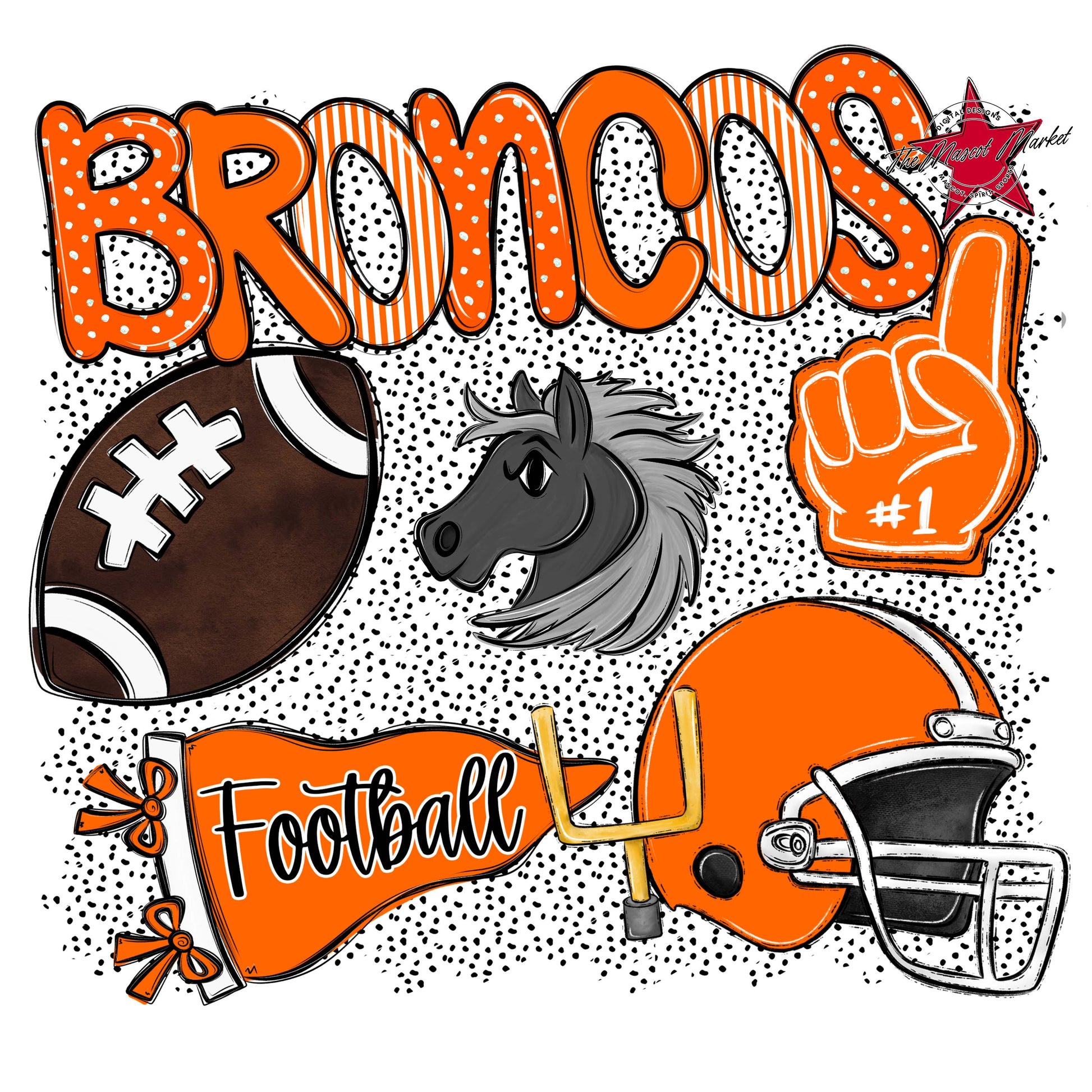 Broncos Football Spirit-Orange