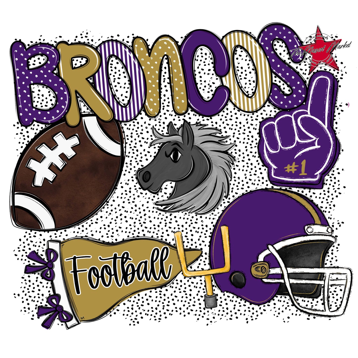 Broncos Football Spirit-Purple & Gold