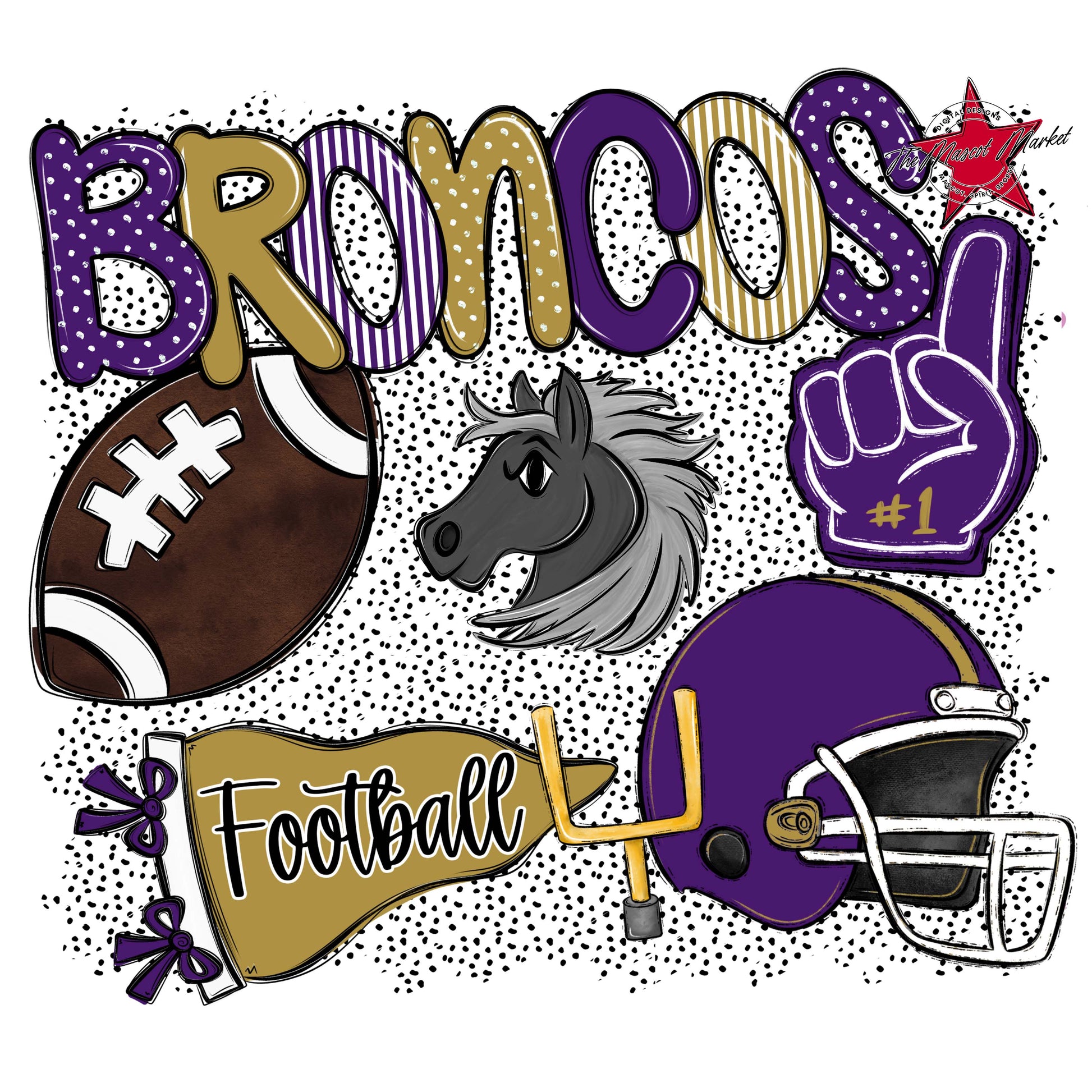 Broncos Football Spirit-Purple & Gold