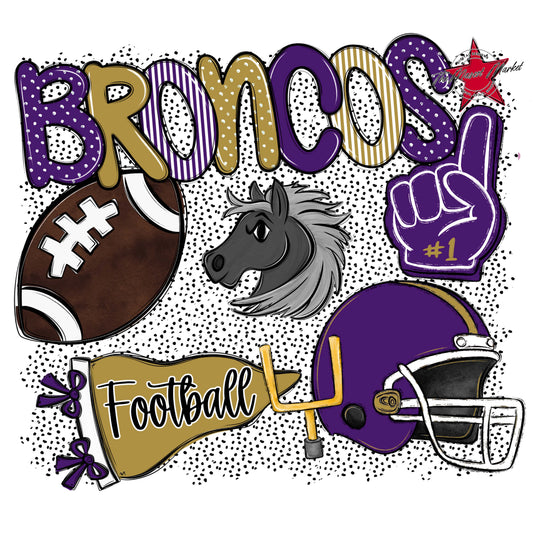 Broncos Football Spirit-Purple & Gold