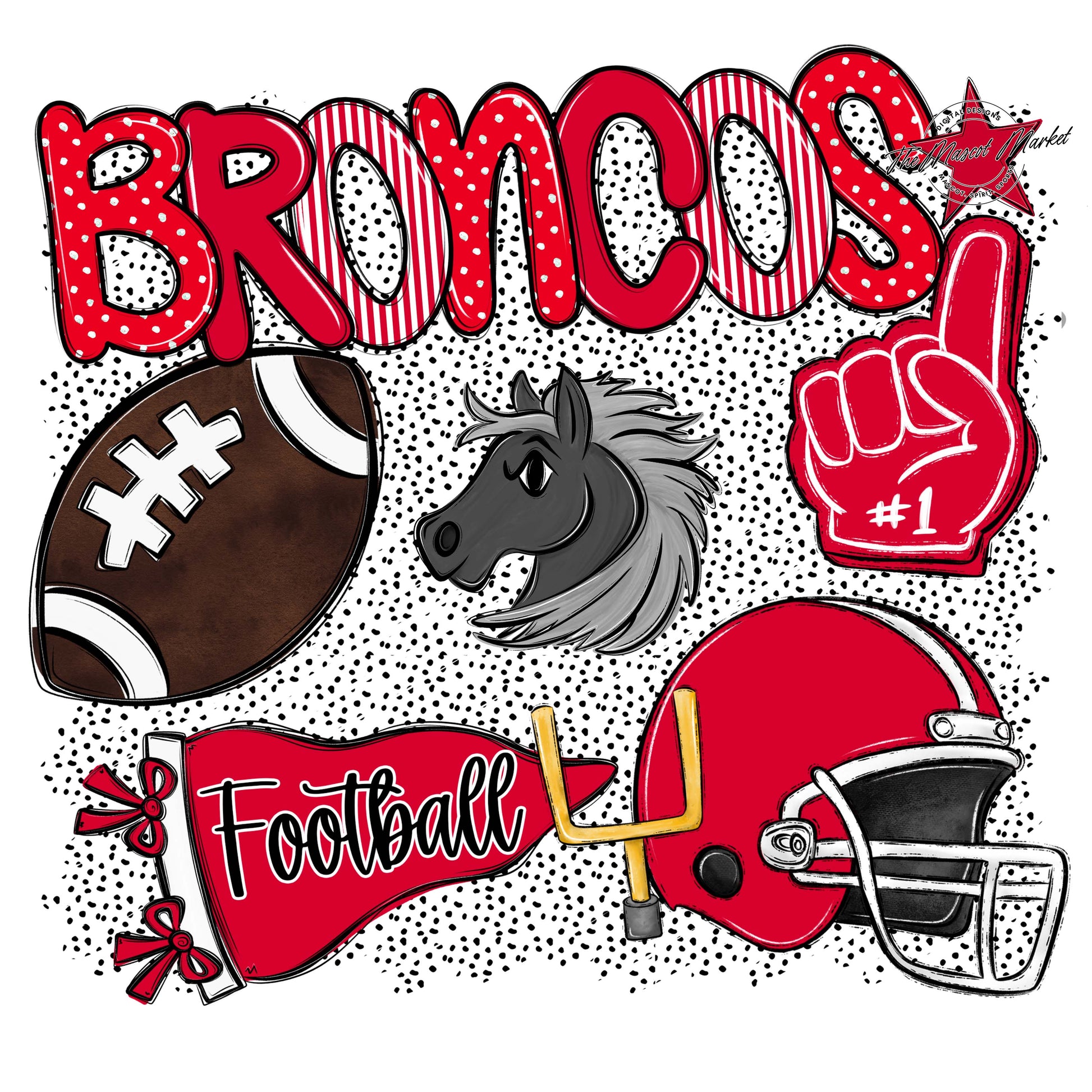 Broncos Football Spirit-Red