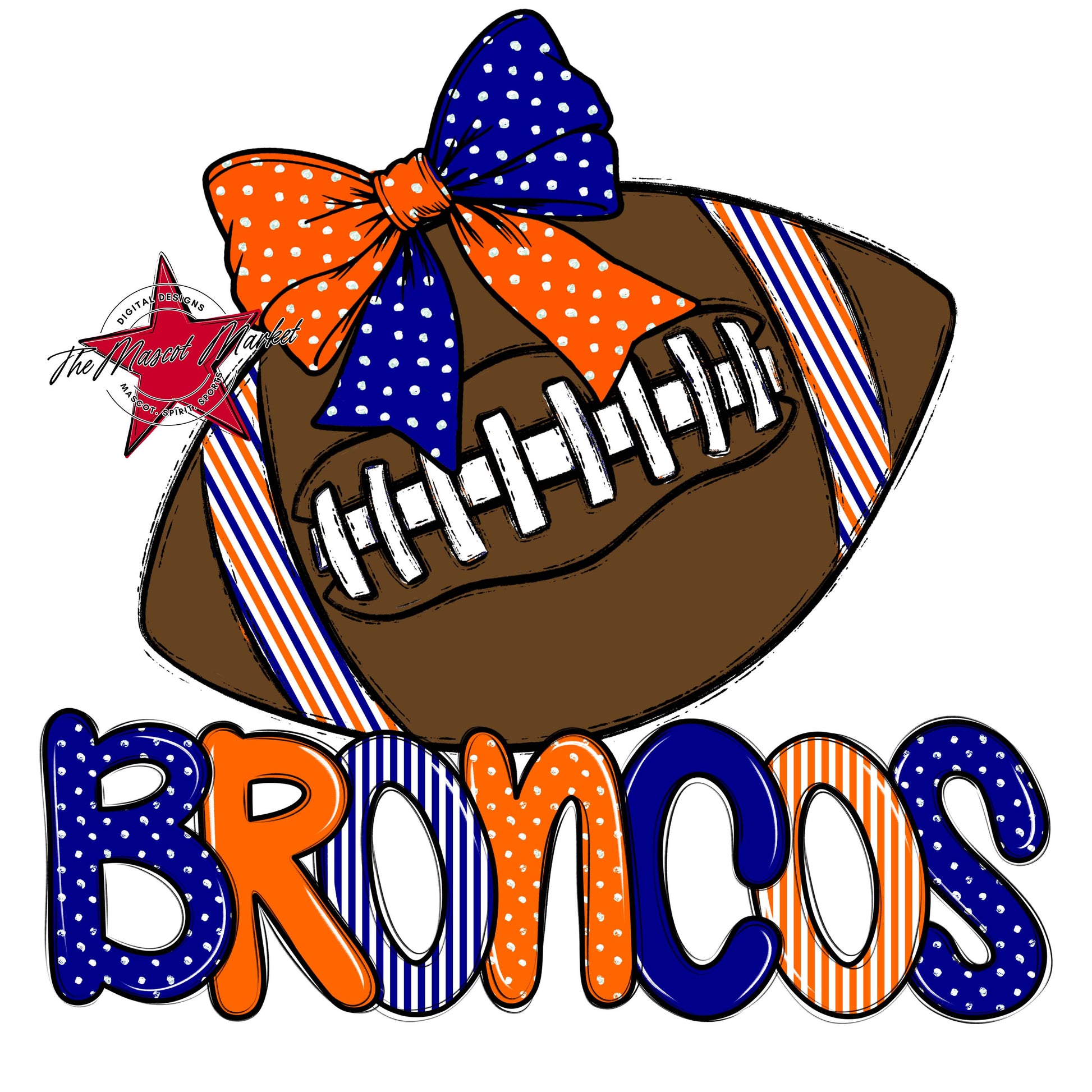 Broncos Football Spirit Design-Blue & Orange