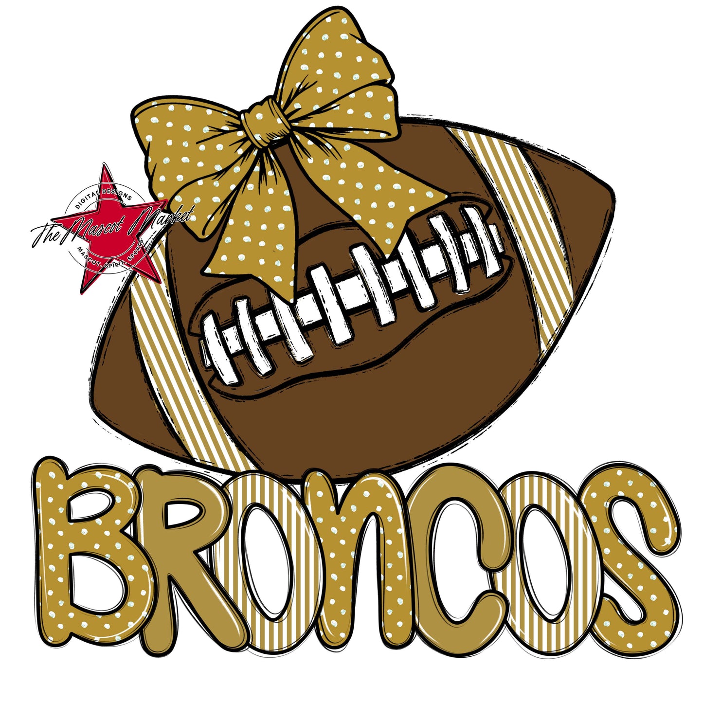 Broncos Football Spirit Design-Gold