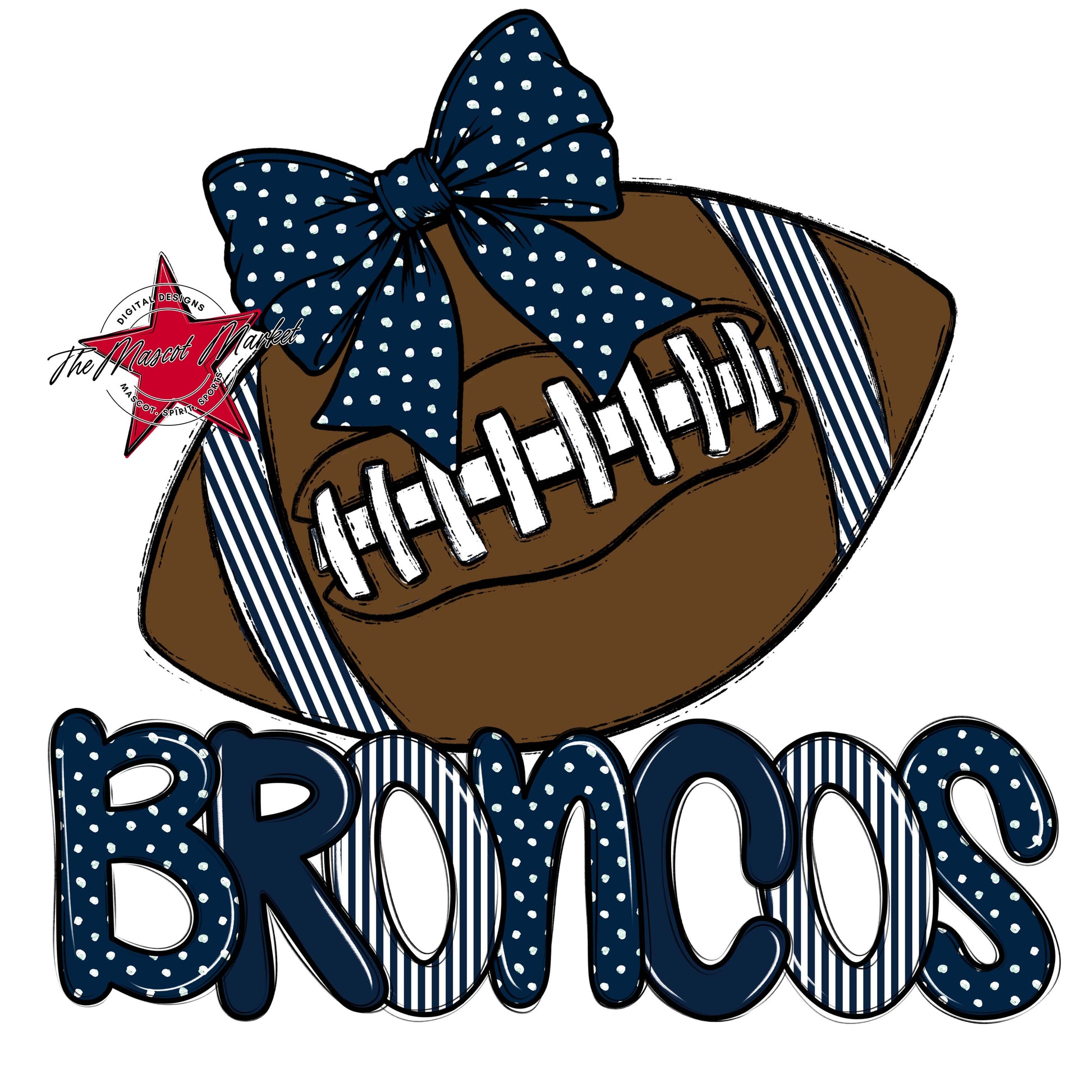 Broncos Football Spirit Design-Navy