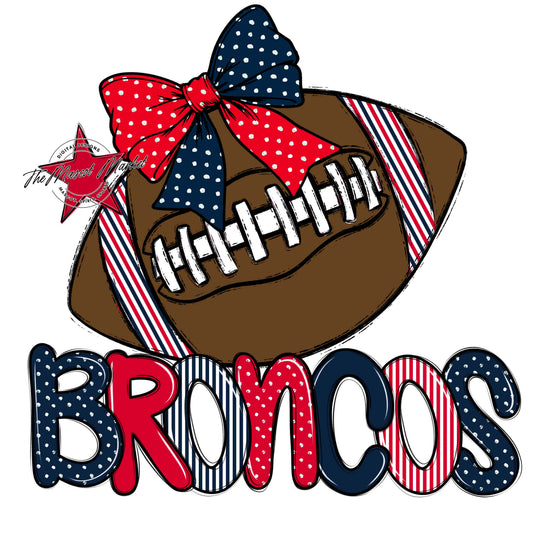 Broncos Football Spirit Design-Navy & Red