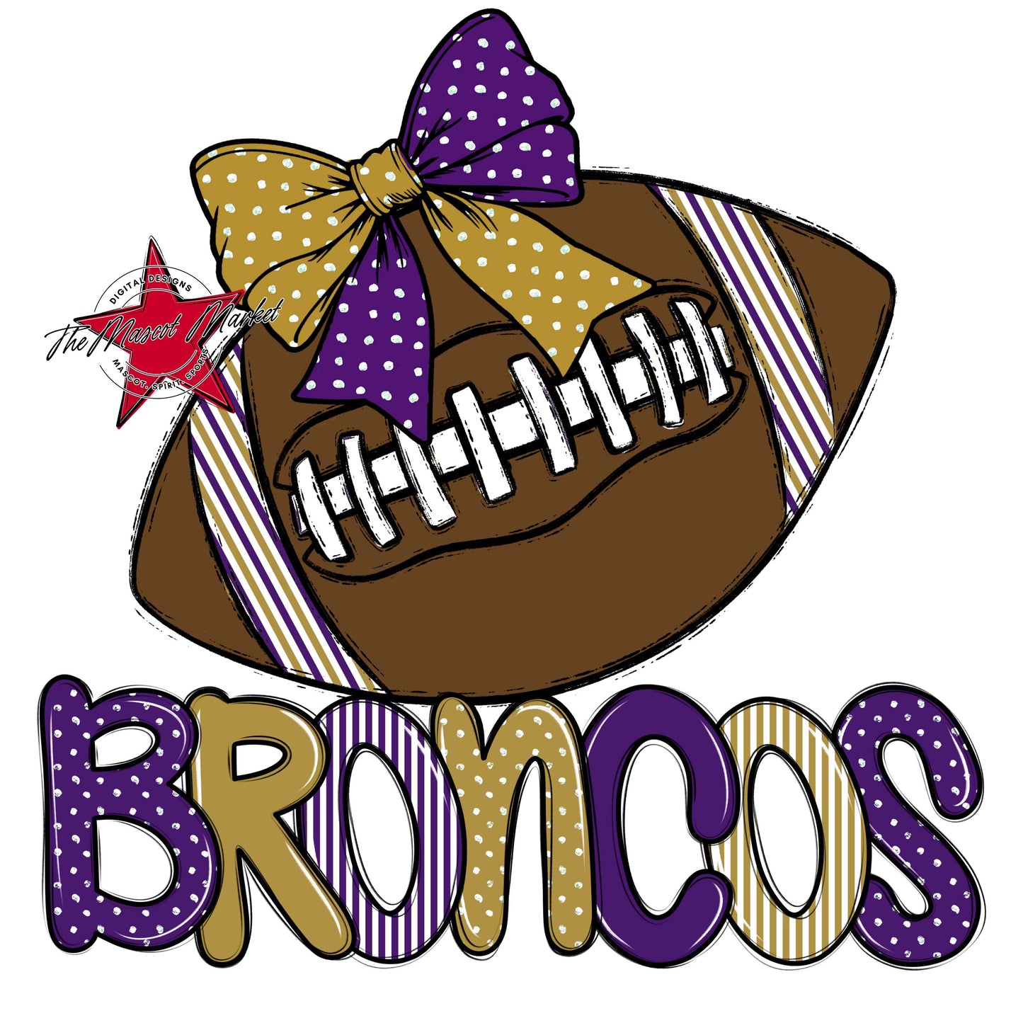 Broncos Football Spirit Design-Purple & Gold