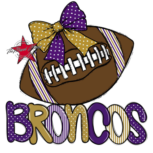 Broncos Football Spirit Design-Purple & Gold