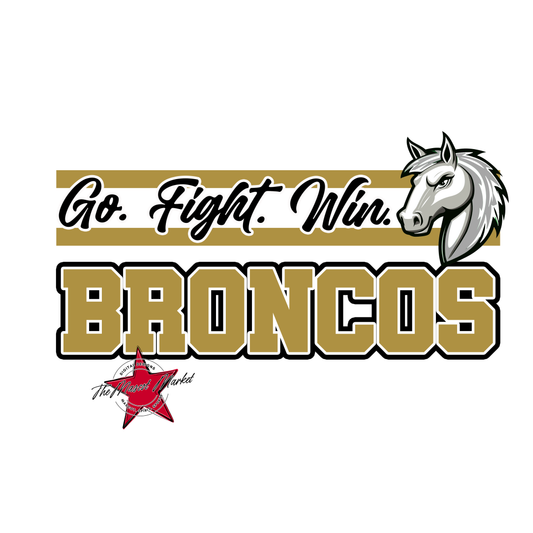 Broncos Go Fight Win Mascot Lines-Gold