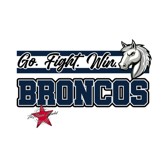 Broncos Go Fight Win Mascot Lines-Navy