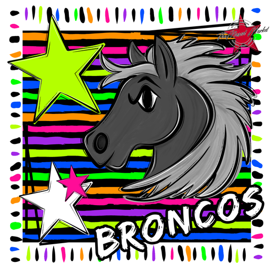 Broncos Mascot Frame-Neon Black