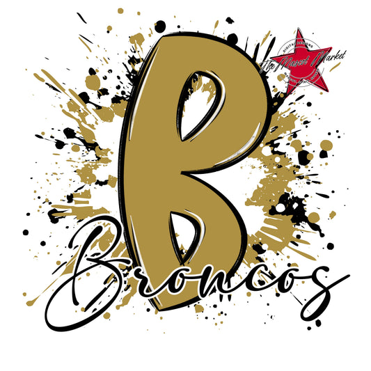 Broncos Mascot Splatter-Gold