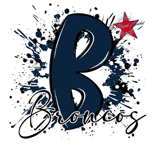 Broncos Mascot Splatter-Navy