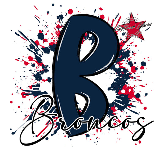 Broncos Mascot Splatter-Navy & Red