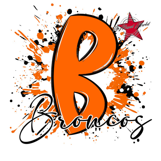 Broncos Mascot Splatter-Orange