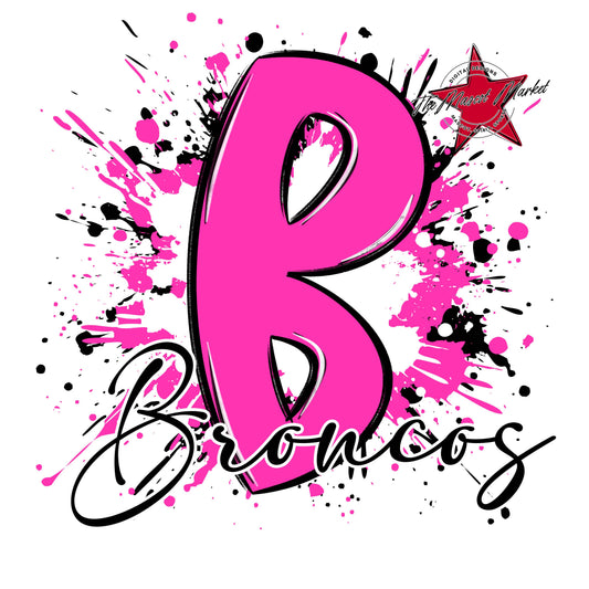 Broncos Mascot Splatter-Pink