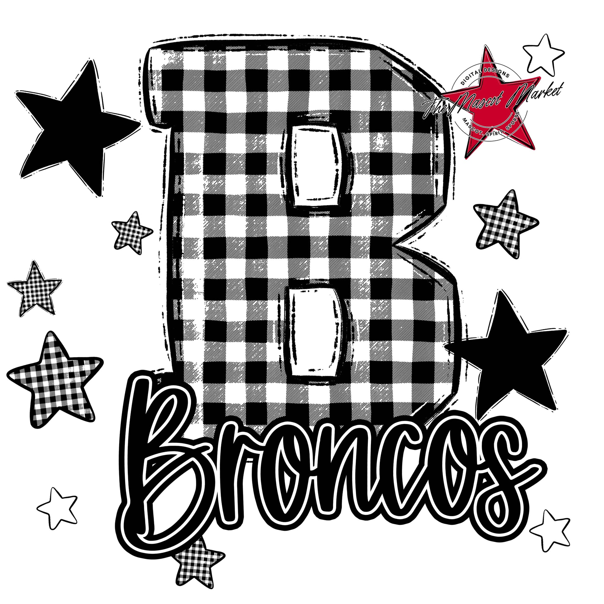Broncos Plaid Star Design-Black