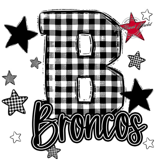 Broncos Plaid Star Design-Black