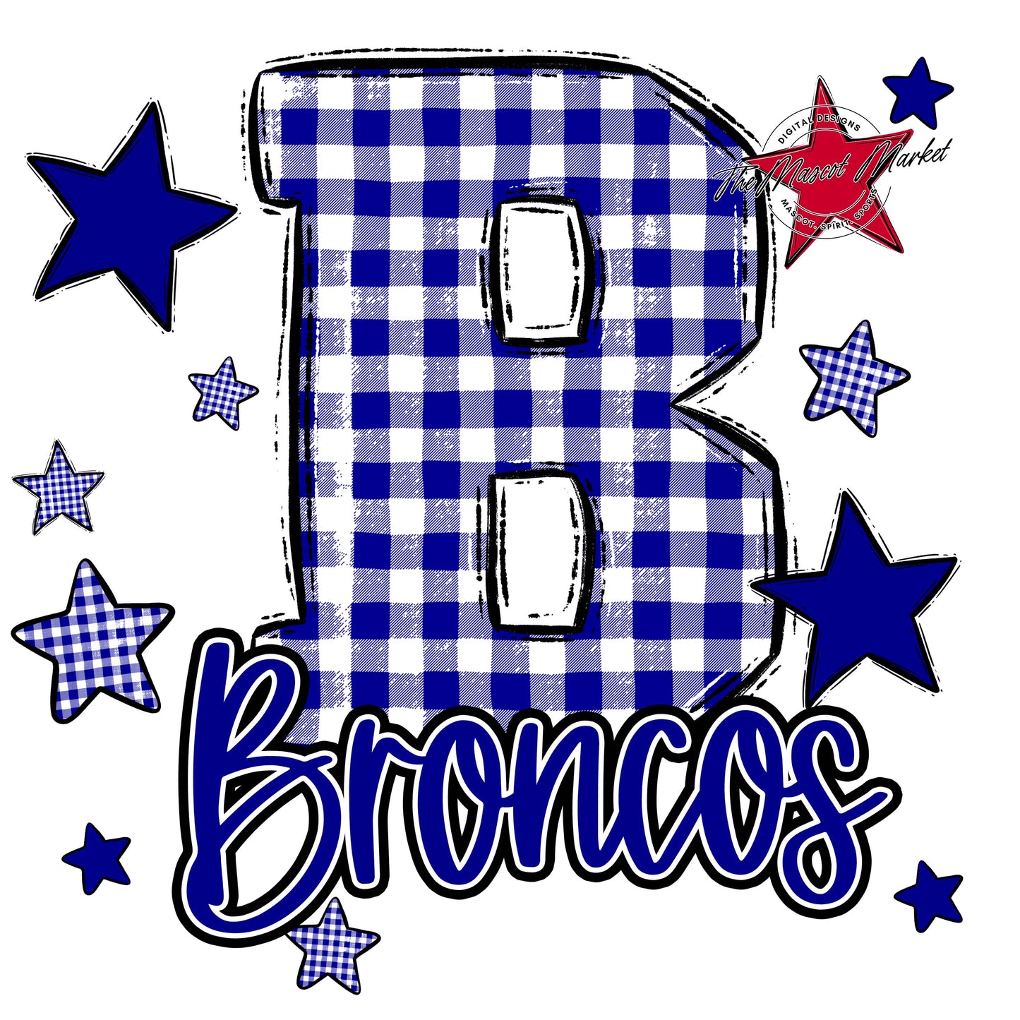 Broncos Plaid Star Design-Blue