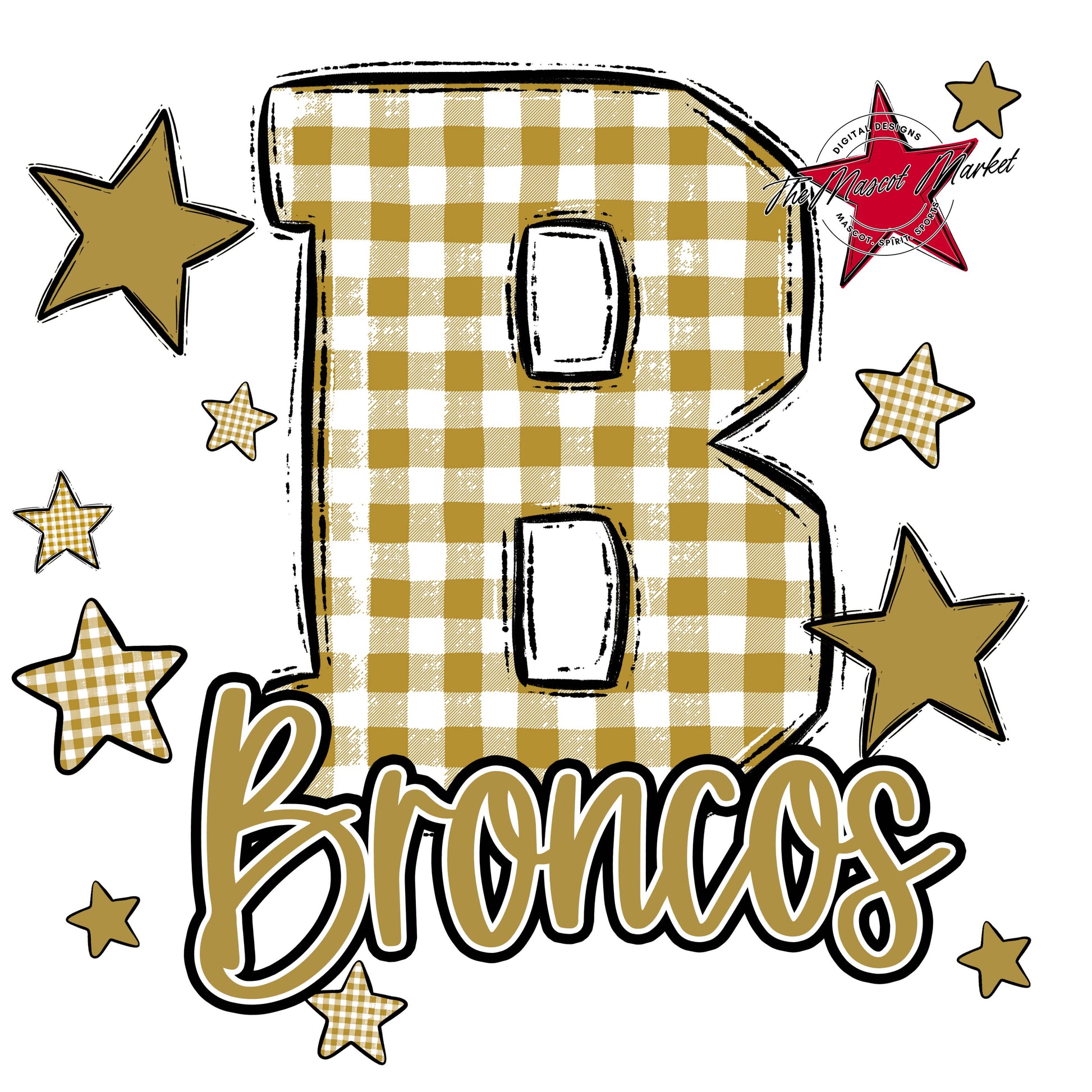 Broncos Plaid Star Design-Gold