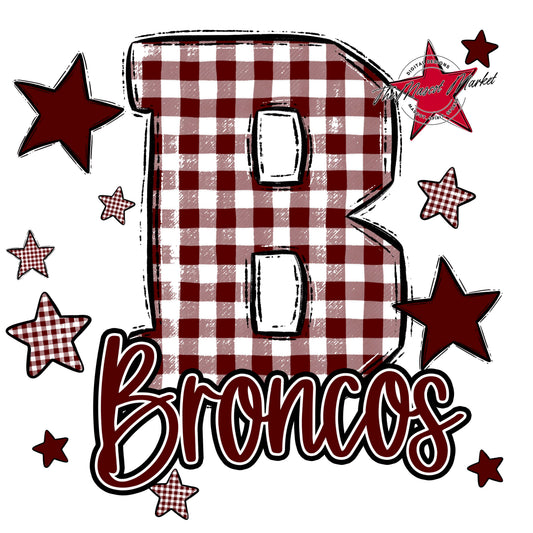 Broncos Plaid Star Design-Maroon