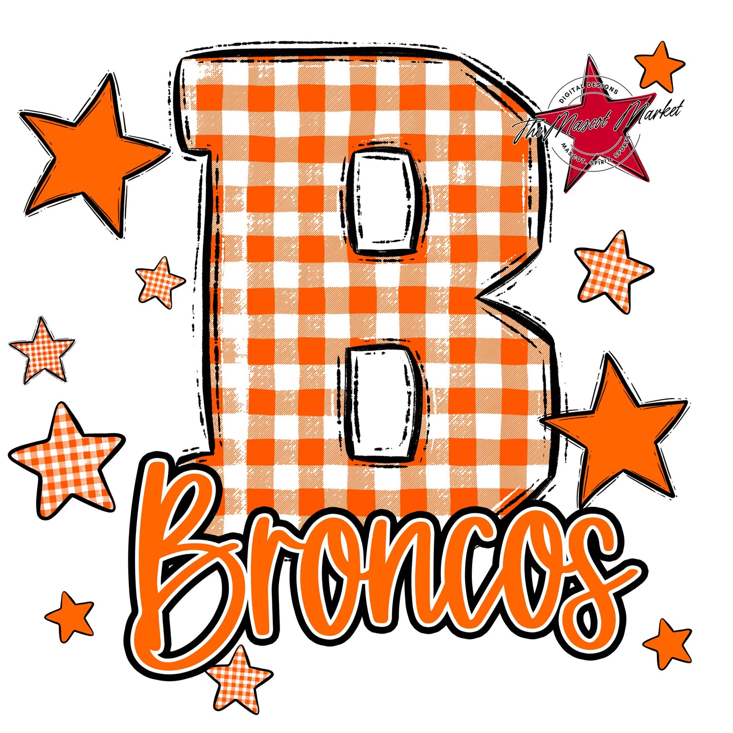 Broncos Plaid Star Design-Orange