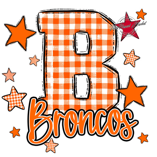 Broncos Plaid Star Design-Orange