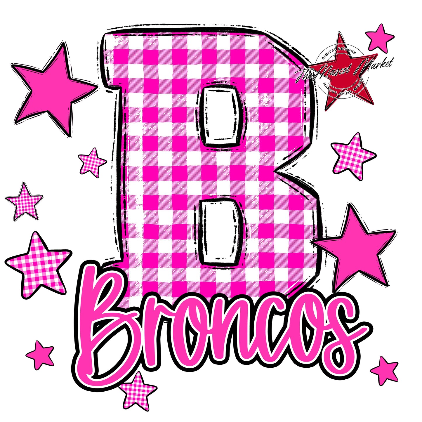 Broncos Plaid Star Design-Pink