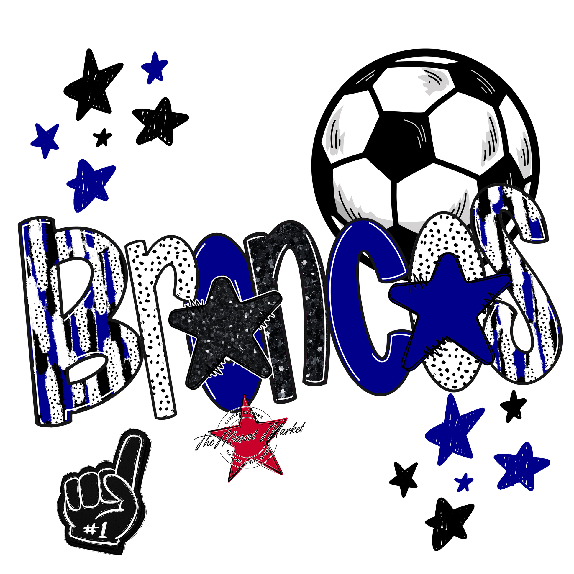 Broncos Soccer Scrape-Blue