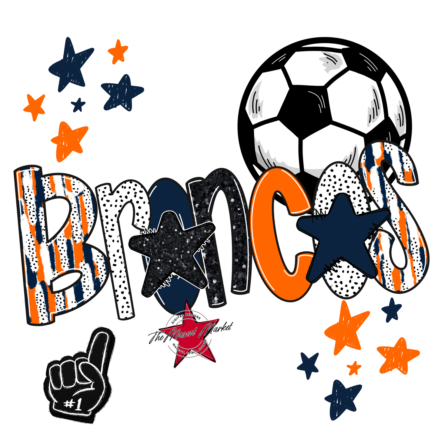 Broncos Soccer Scrape-Navy-Orange