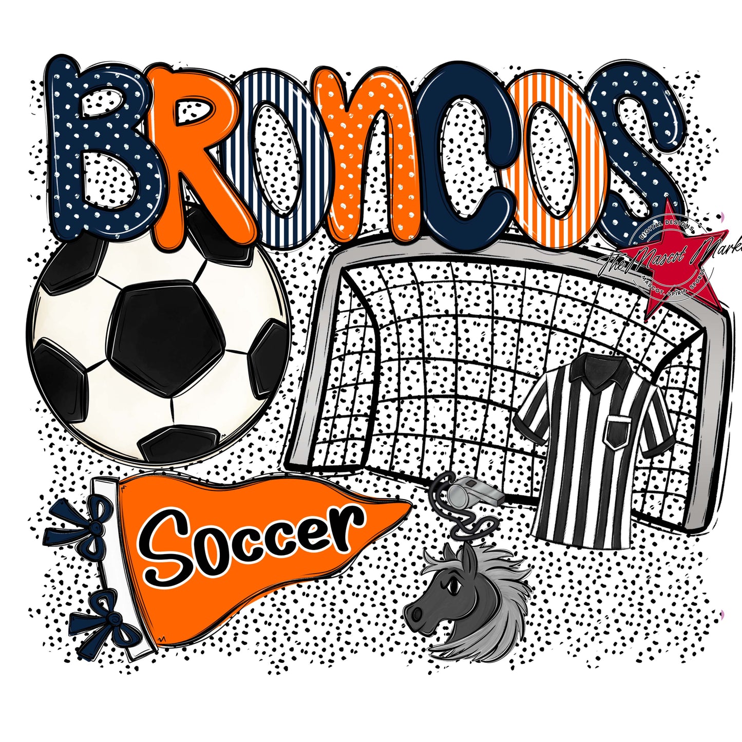 Broncos Soccer Spirit-Navy & Orange