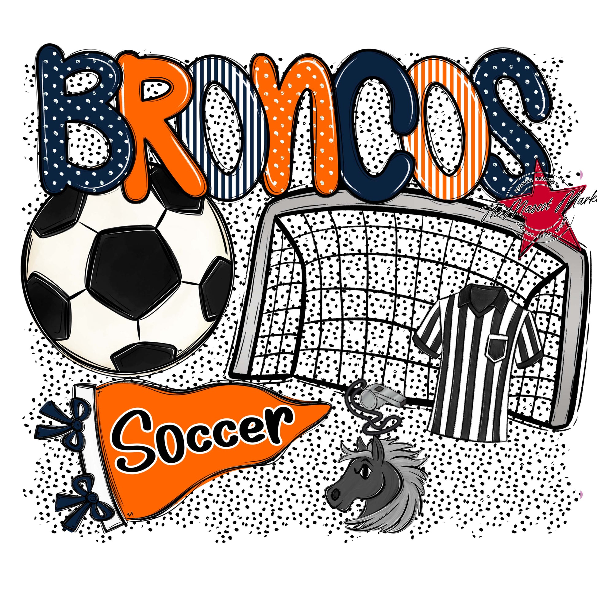 Broncos Soccer Spirit-Navy & Orange