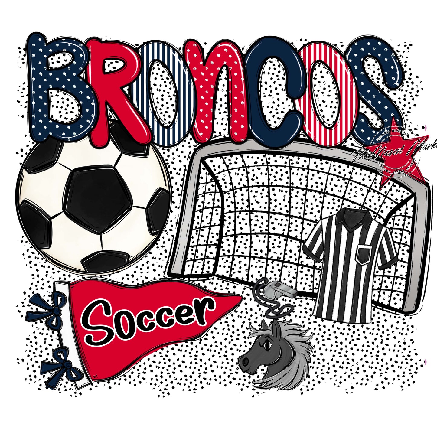 Broncos Soccer Spirit-Navy & Red